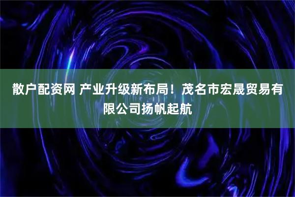 散户配资网 产业升级新布局！茂名市宏晟贸易有限公司扬帆起航