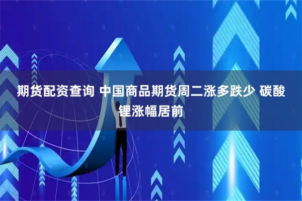 期货配资查询 中国商品期货周二涨多跌少 碳酸锂涨幅居前